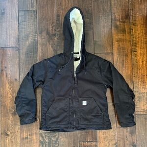 Eddie Bauer Boys' Work Wear Sherpa Lined Stormrepel Barn Coat Black L (12/14)